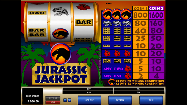 Игровой интерфейс Jurassic Jackpot 4